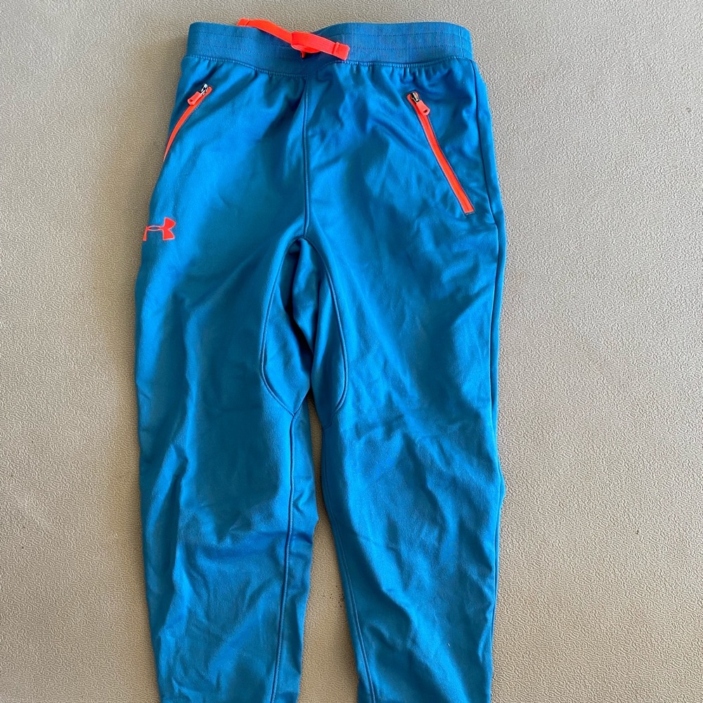 Under Armour Kids Blue Sweatpants with Orange Accents